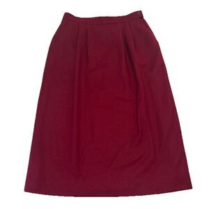 Vintage Miss Pendleton 80s Wool Midi Skirt Burgundy Dark Red A-Line Size 10 USA